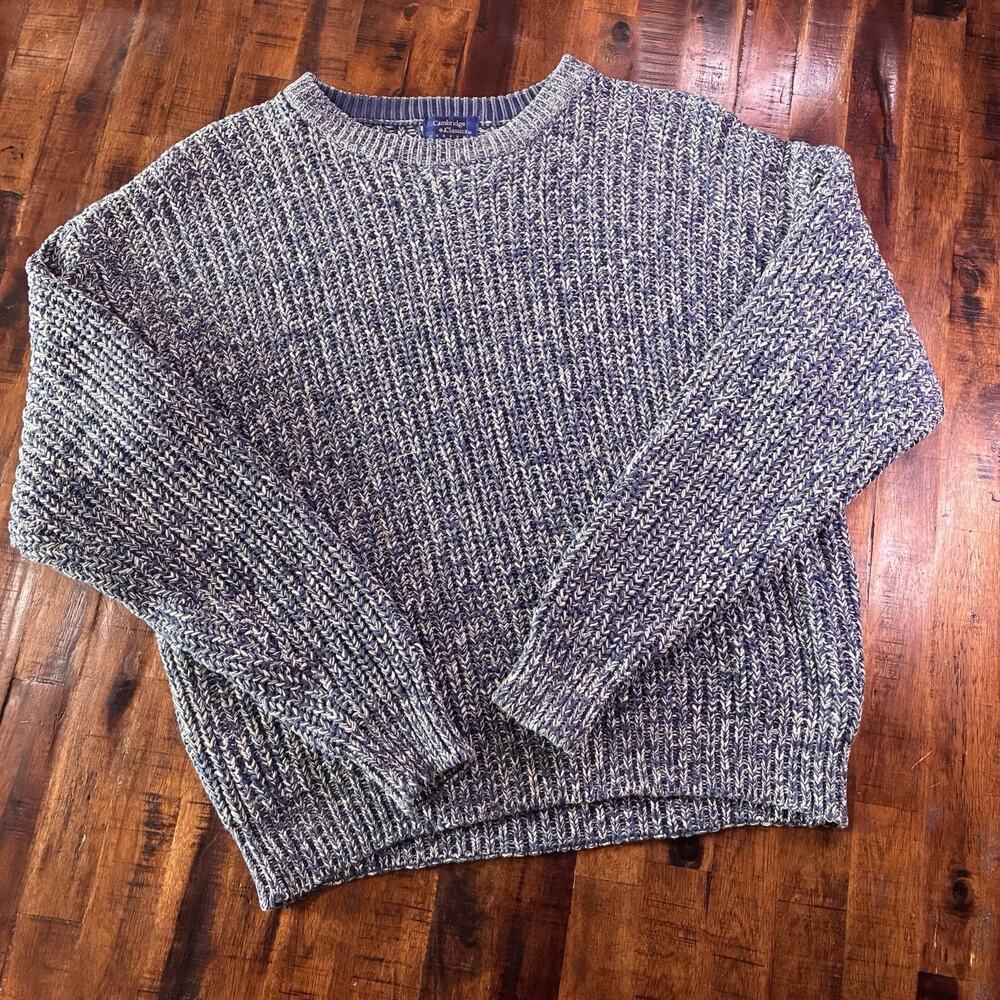 Cambridge Classics Men’s Sweater Vintage 90s 100% Cotton Marled Chunky Knit
